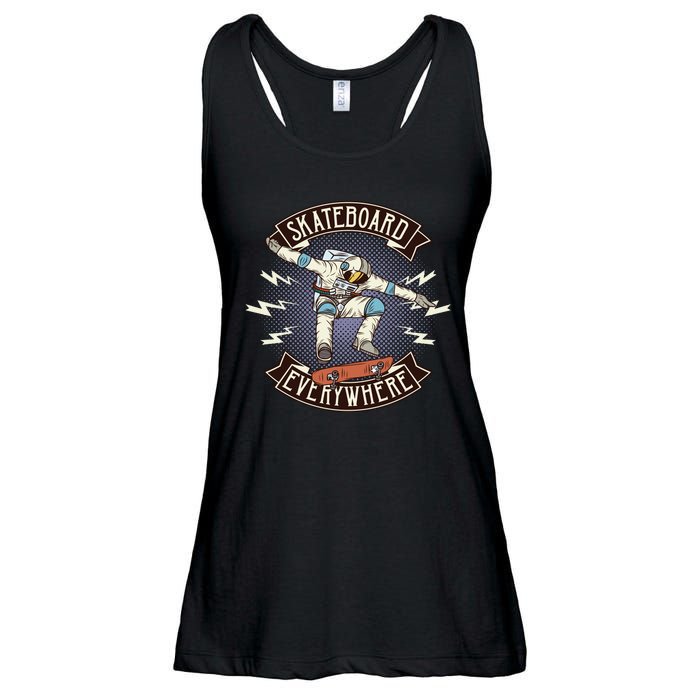 Astronaut Skateboarding Ladies Essential Flowy Tank