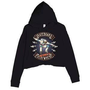 Astronaut Skateboarding Crop Fleece Hoodie