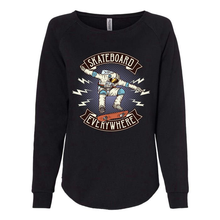 Astronaut Skateboarding Womens California Wash Sweatshirt