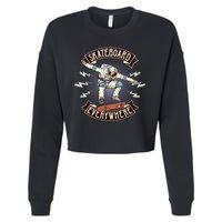 Astronaut Skateboarding Cropped Pullover Crew