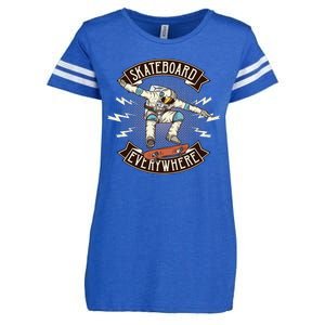 Astronaut Skateboarding Enza Ladies Jersey Football T-Shirt