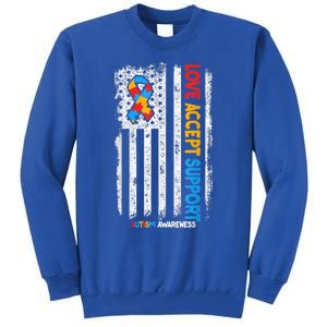 Autism Shirt Autistic Love Accept Support Autism Awareness Tall Sweatshirt