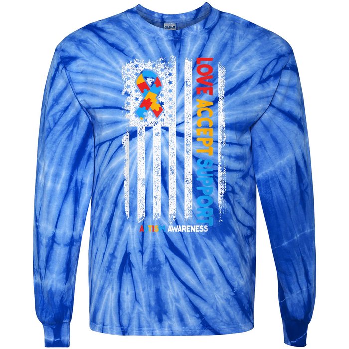 Autism Shirt Autistic Love Accept Support Autism Awareness Tie-Dye Long Sleeve Shirt