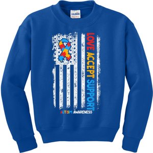 Autism Shirt Autistic Love Accept Support Autism Awareness Kids Sweatshirt