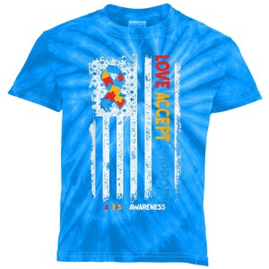 Autism Shirt Autistic Love Accept Support Autism Awareness Kids Tie-Dye T-Shirt