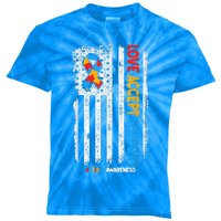 Autism Shirt Autistic Love Accept Support Autism Awareness Kids Tie-Dye T-Shirt