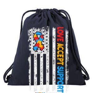 Autism Shirt Autistic Love Accept Support Autism Awareness Drawstring Bag