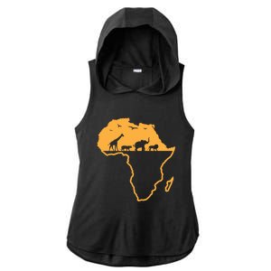 African Safari African Continent Map Wild Animals Lover Gift Cute Gift Ladies PosiCharge Tri-Blend Wicking Draft Hoodie Tank