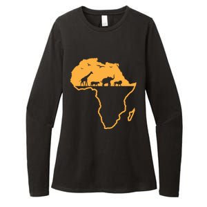 African Safari African Continent Map Wild Animals Lover Gift Cute Gift Womens CVC Long Sleeve Shirt