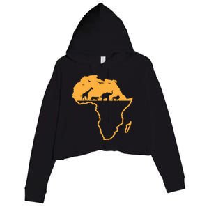 African Safari African Continent Map Wild Animals Lover Gift Cute Gift Crop Fleece Hoodie