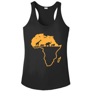 African Safari African Continent Map Wild Animals Lover Gift Cute Gift Ladies PosiCharge Competitor Racerback Tank