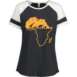 African Safari African Continent Map Wild Animals Lover Gift Cute Gift Enza Ladies Jersey Colorblock Tee