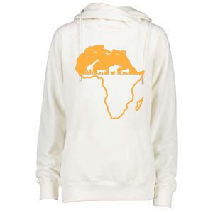 African Safari African Continent Map Wild Animals Lover Gift Cute Gift Womens Funnel Neck Pullover Hood