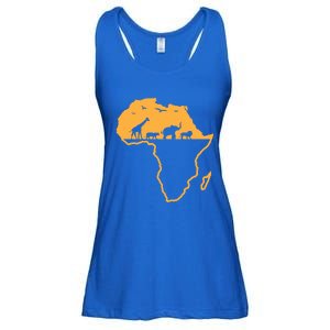 African Safari African Continent Map Wild Animals Lover Gift Cute Gift Ladies Essential Flowy Tank