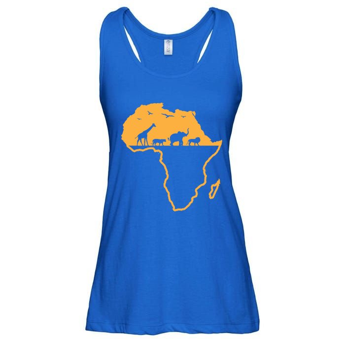 African Safari African Continent Map Wild Animals Lover Gift Cute Gift Ladies Essential Flowy Tank