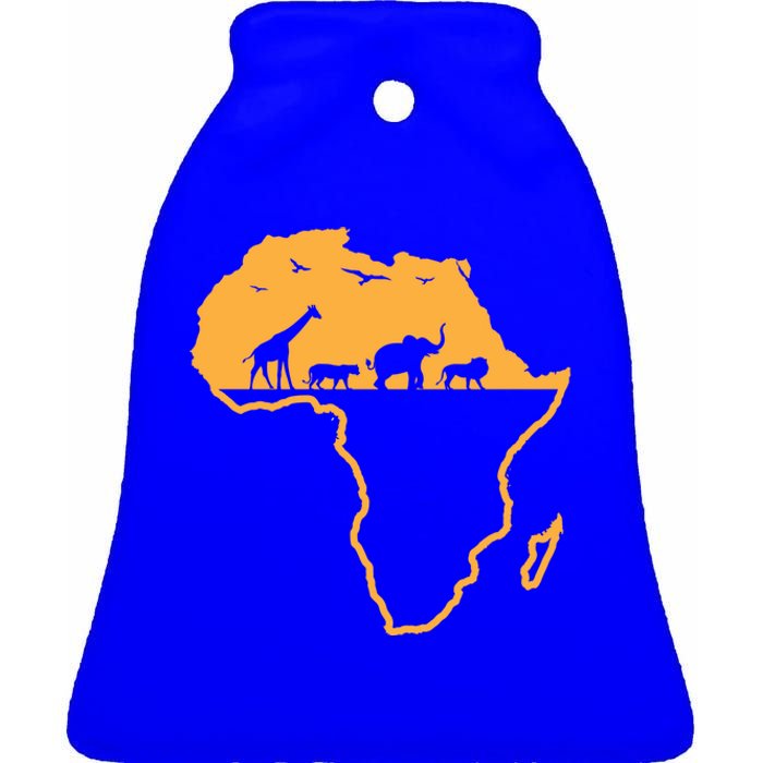 African Safari African Continent Map Wild Animals Lover Gift Cute Gift Ceramic Bell Ornament