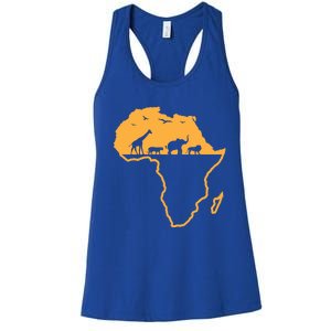 African Safari African Continent Map Wild Animals Lover Gift Cute Gift Women's Racerback Tank