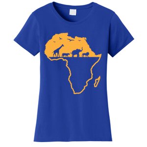 African Safari African Continent Map Wild Animals Lover Gift Cute Gift Women's T-Shirt