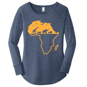 African Safari African Continent Map Wild Animals Lover Gift Cute Gift Women's Perfect Tri Tunic Long Sleeve Shirt