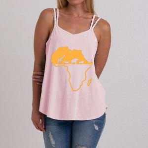 African Safari African Continent Map Wild Animals Lover Gift Cute Gift Women's Strappy Tank