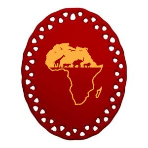 African Safari African Continent Map Wild Animals Lover Gift Cute Gift Ceramic Oval Ornament