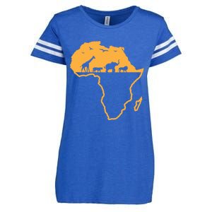 African Safari African Continent Map Wild Animals Lover Gift Cute Gift Enza Ladies Jersey Football T-Shirt