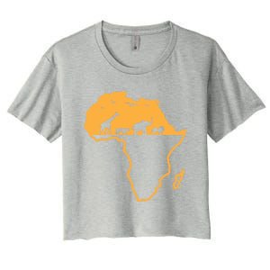 African Safari African Continent Map Wild Animals Lover Gift Cute Gift Women's Crop Top Tee