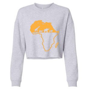 African Safari African Continent Map Wild Animals Lover Gift Cute Gift Cropped Pullover Crew