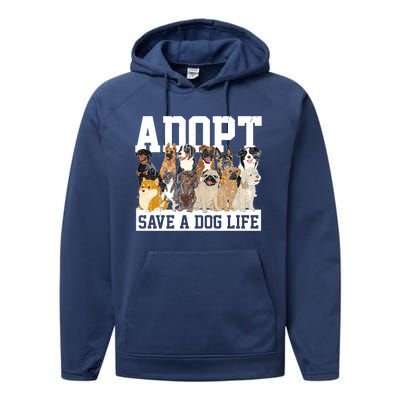 Adopt Save A Dog Life Animal Adoption Dog Owner Adopt A Dog Performance Fleece Hoodie