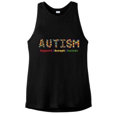 Autism - Support Accept Include Autism Awareness Ladies PosiCharge Tri-Blend Wicking Tank