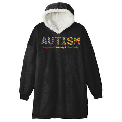 Autism - Support Accept Include Autism Awareness Hooded Wearable Blanket