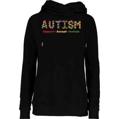 Autism - Support Accept Include Autism Awareness Womens Funnel Neck Pullover Hood