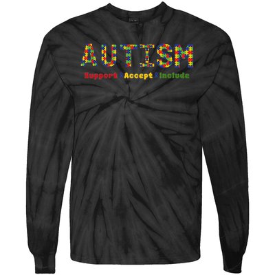 Autism - Support Accept Include Autism Awareness Tie-Dye Long Sleeve Shirt