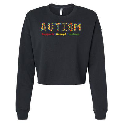 Autism - Support Accept Include Autism Awareness Cropped Pullover Crew