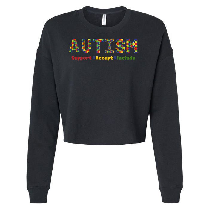 Autism - Support Accept Include Autism Awareness Cropped Pullover Crew