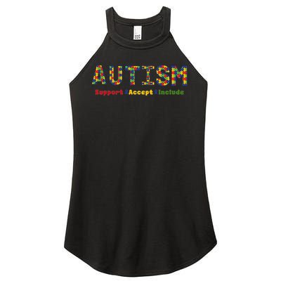 Autism - Support Accept Include Autism Awareness Women's Perfect Tri Rocker Tank