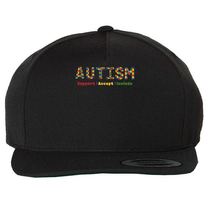 Autism - Support Accept Include Autism Awareness Wool Snapback Cap