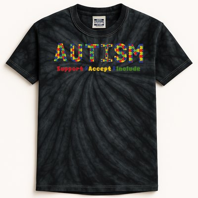 Autism - Support Accept Include Autism Awareness Kids Tie-Dye T-Shirt