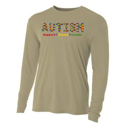 Autism - Support Accept Include Autism Awareness Cooling Performance Long Sleeve Crew