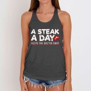 A Steak A Day Carnivore Diet Antivegan Women's Knotted Racerback Tank