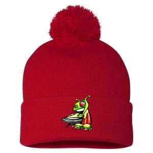 Alien & Saucer Pom Pom 12in Knit Beanie