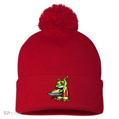 Alien & Saucer Pom Pom 12in Knit Beanie