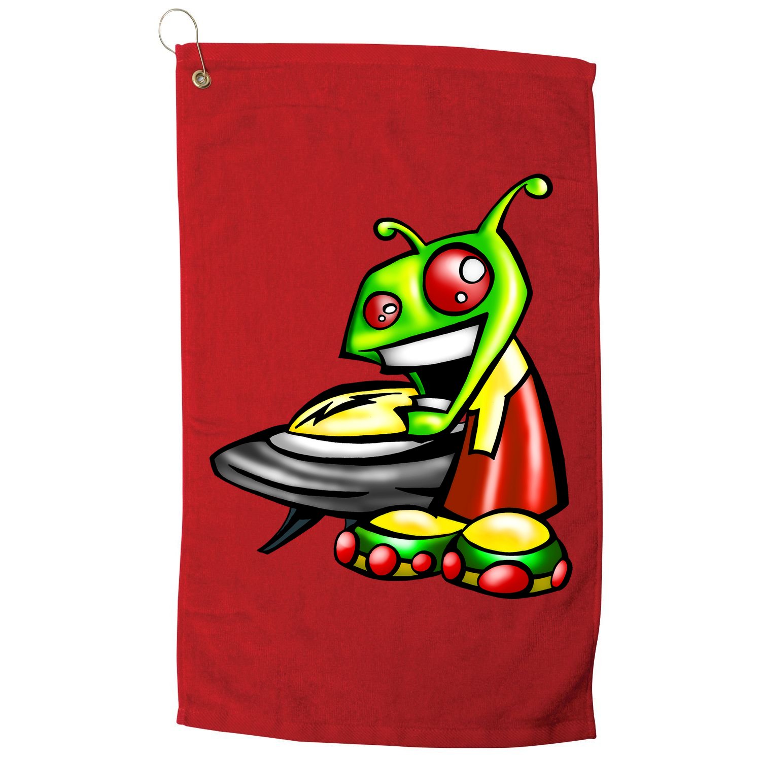 Alien & Saucer Golf Towel