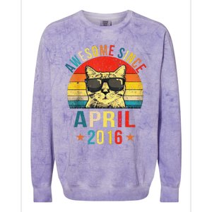 Awesome Since April 2016 5th Birthday Gift Cat Lover Colorblast Crewneck Sweatshirt