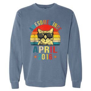 Awesome Since April 2016 5th Birthday Gift Cat Lover Garment-Dyed Sweatshirt