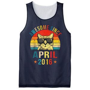 Awesome Since April 2016 5th Birthday Gift Cat Lover Mesh Reversible Basketball Jersey Tank