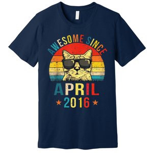 Awesome Since April 2016 5th Birthday Gift Cat Lover Premium T-Shirt