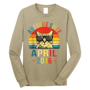 Awesome Since April 2016 5th Birthday Gift Cat Lover Long Sleeve Shirt