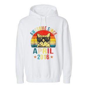 Awesome Since April 2016 5th Birthday Gift Cat Lover Garment-Dyed Fleece Hoodie