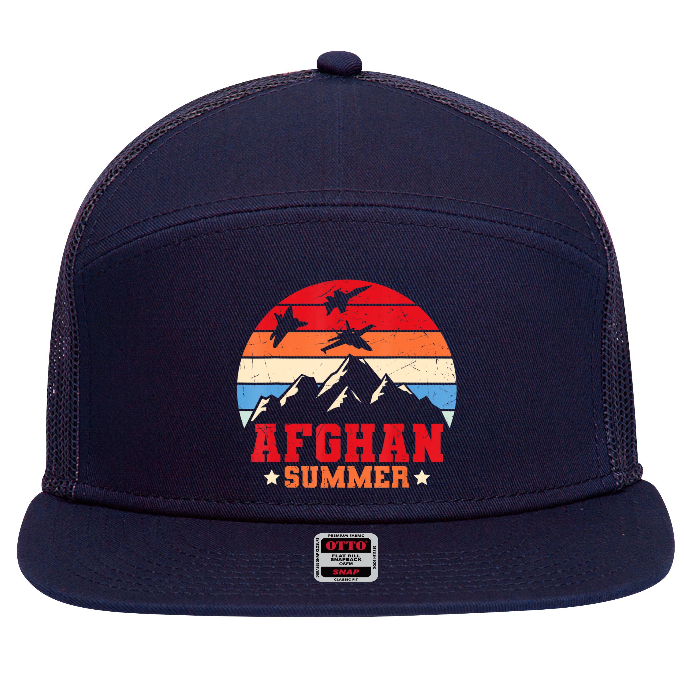 Afghan Summer Afghanistan Veteran Soldier 7 Panel Mesh Trucker Snapback Hat